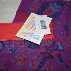Lularoe Lola Skirt New Purple Coral Blue Funky